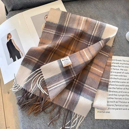 Wintersjaal met Ruitjesmotief | Perfect voor Dames in de Herfst en Winter