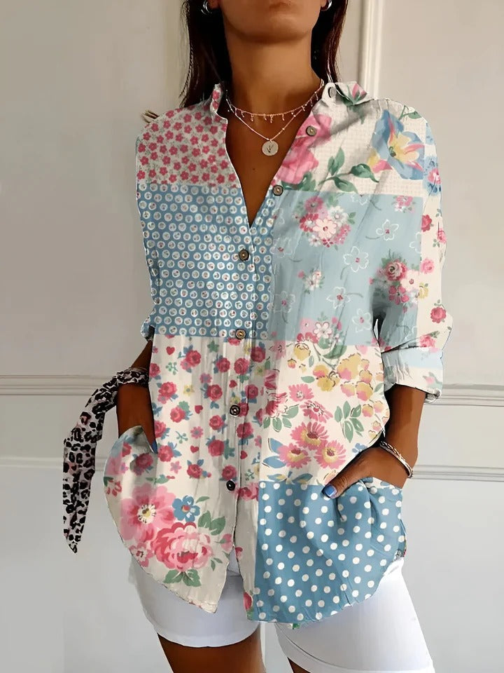 Elegante Damesblouse met Knoopsluiting en Lange Mouwen – Chic & Comfortabel – Eva