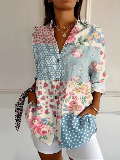 Elegante Damesblouse met Knoopsluiting en Lange Mouwen – Chic & Comfortabel – Eva