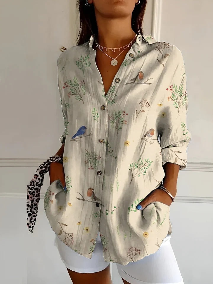 Elegante Damesblouse met Knoopsluiting en Lange Mouwen – Chic & Comfortabel – Eva