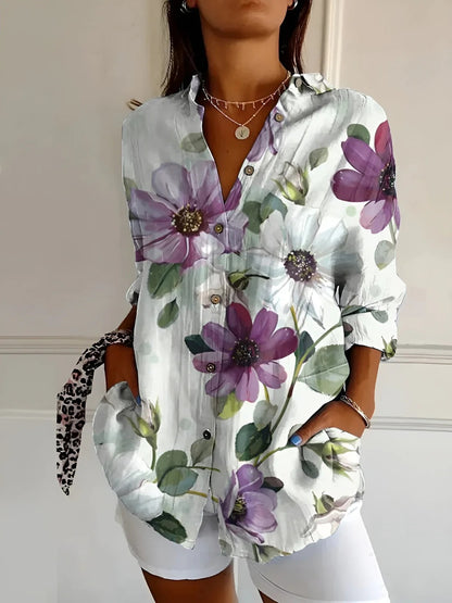 Elegante Damesblouse met Knoopsluiting en Lange Mouwen – Chic & Comfortabel – Eva