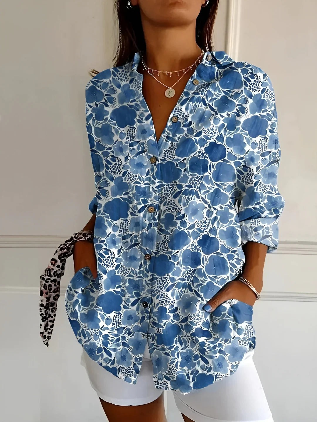 Elegante Damesblouse met Knoopsluiting en Lange Mouwen – Chic & Comfortabel – Eva