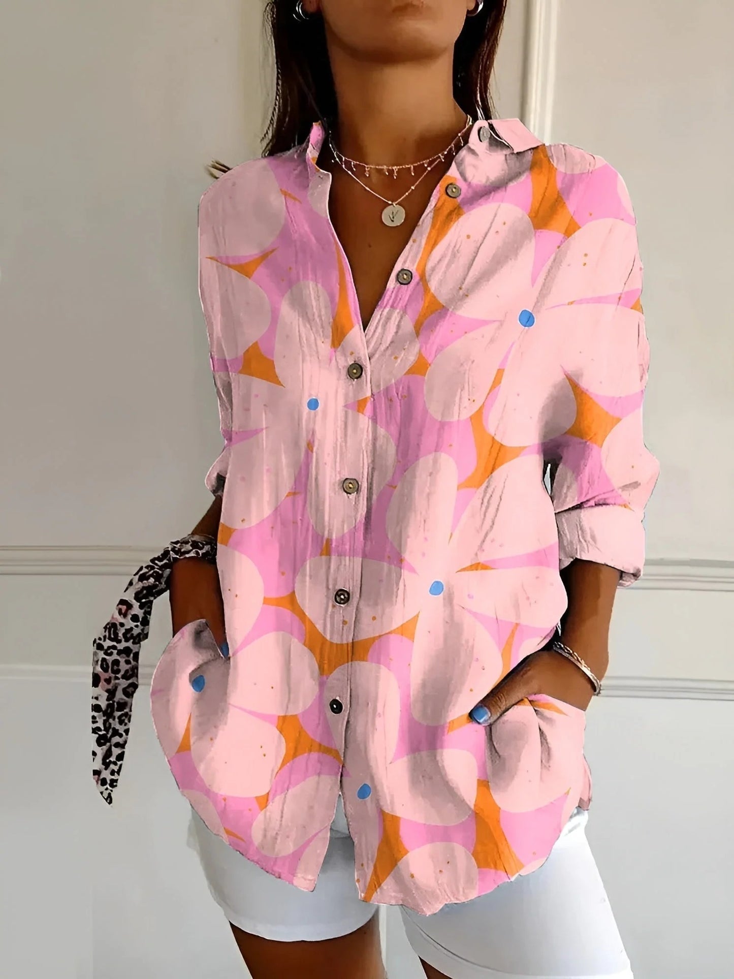 Elegante Damesblouse met Knoopsluiting en Lange Mouwen – Chic & Comfortabel – Eva