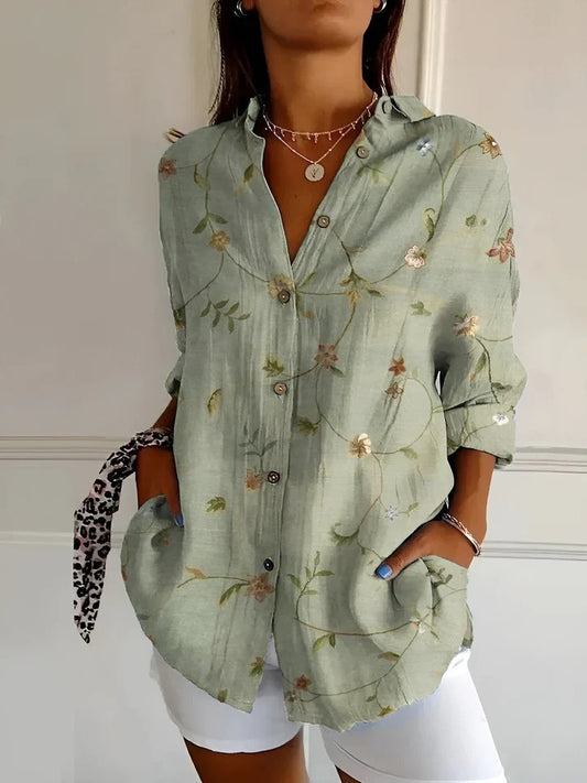 Elegante Damesblouse met Knoopsluiting en Lange Mouwen – Chic & Comfortabel – Eva