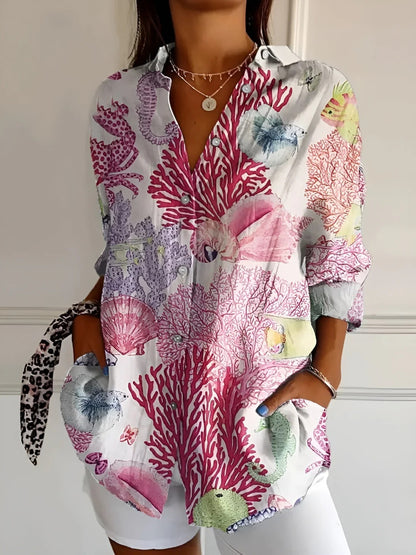 Elegante Damesblouse met Knoopsluiting en Lange Mouwen – Chic & Comfortabel – Eva
