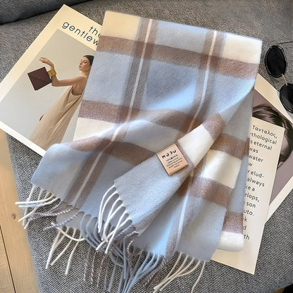 Wintersjaal met Ruitjesmotief | Perfect voor Dames in de Herfst en Winter